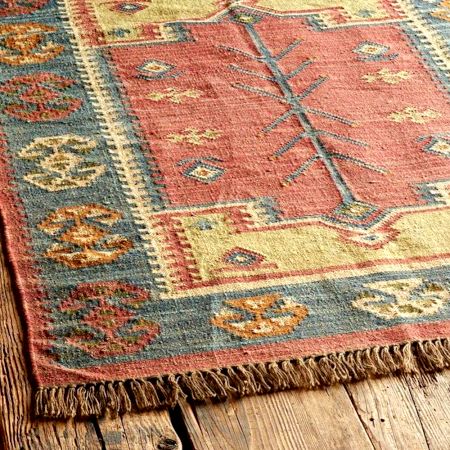 Multicolor Handcrafted Jute Vintage Dhurrie For Home